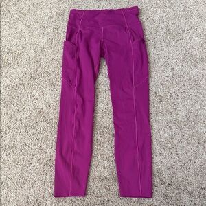 Women’s High-Waist Magenta Active Leggings with Side Pockets